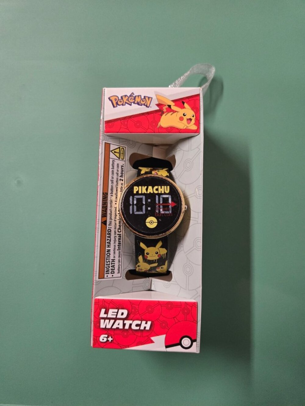 Boys Pokémon Pikachu LED Watch 6+ Years - Round Case - NIB